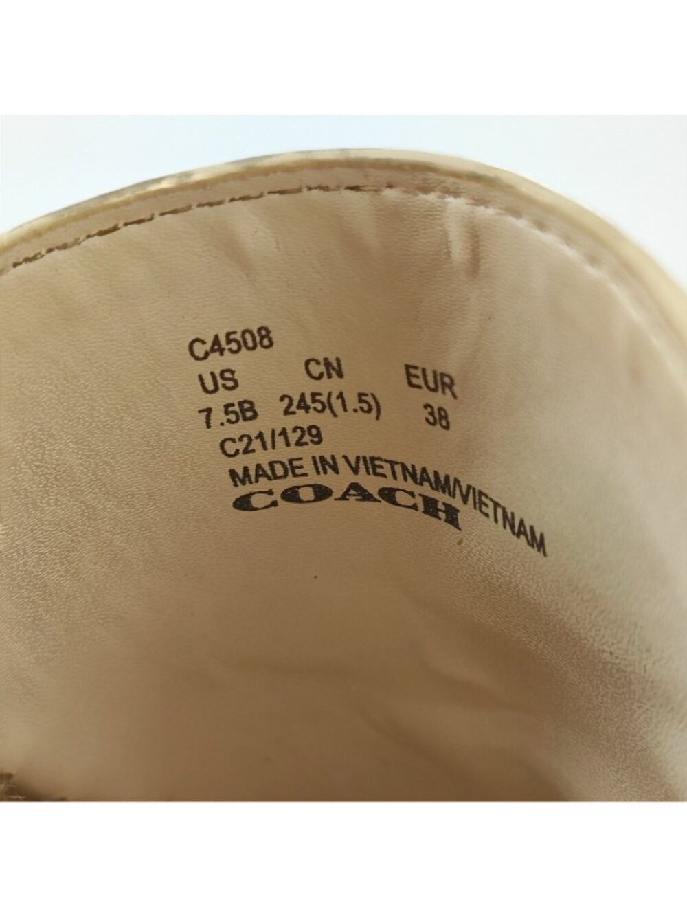 Coach Women’s 7.5 B Sandals Leather Cream Gold Buckle Espadrille Slide C4508 - Picture 8 of 8